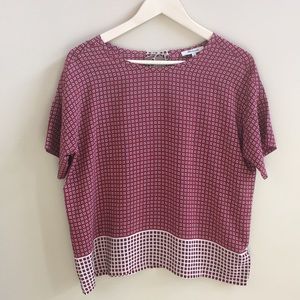 Madewell- silk bow-back top in ascot tile print, S